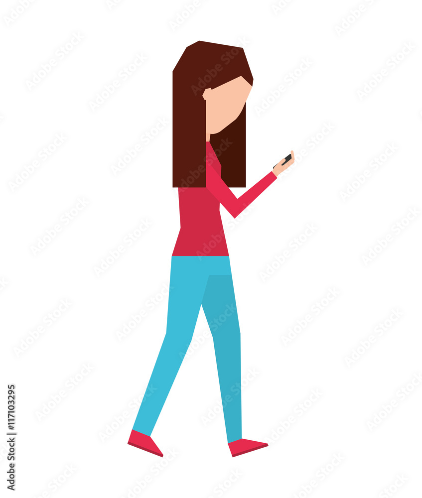 woman female young using smartphone icon woman female young using smartphone icon