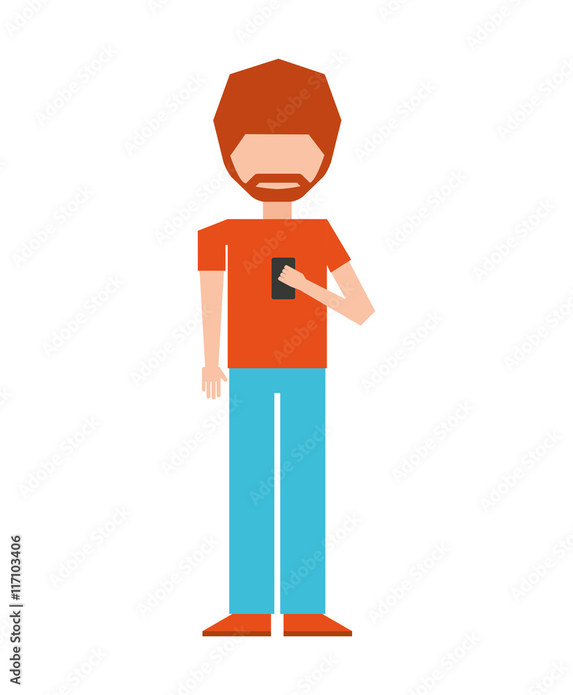 man male young using smartphone icon man male young using smartphone icon