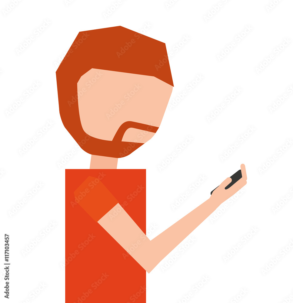 man male young using smartphone icon man male young using smartphone icon