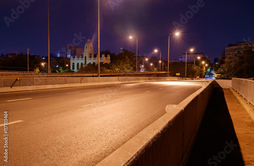 Thai bridge / View of empty Thai bridge at night, Bangkok, Thailand. © wimage72