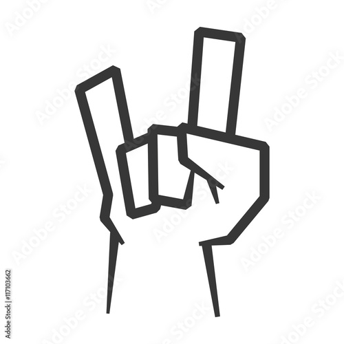 Rock music concept represented by hand gesture icon. Isolated and flat illustration
