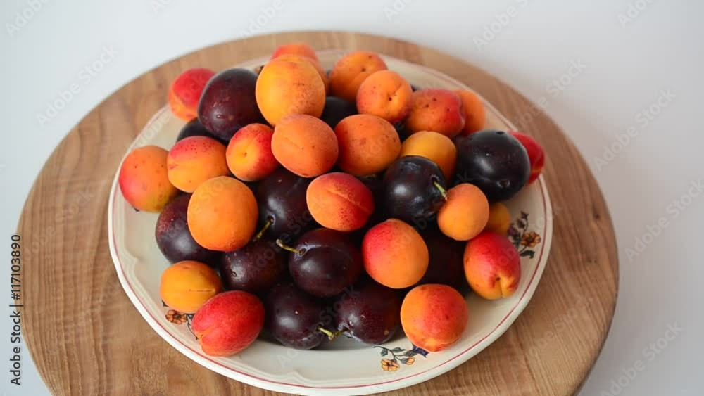 Apricots and plums, fruit. Apricots and plums, fruit.