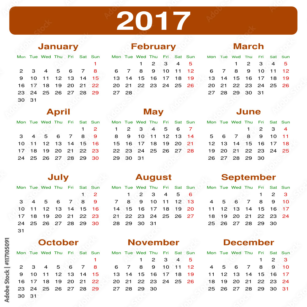 kalendarz na rok 2017