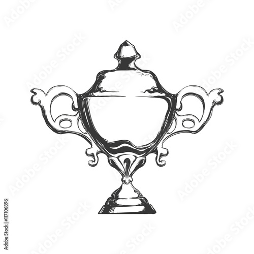 Winner and competition concept represented by sketch trophy cup icon. Isolated and flat illustration