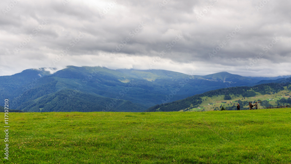 Cloudy summer Carpathian mountains landscape. Chornogora ridge, Ukraine, Europe. Cloudy summer Carpathian mountains landscape. Chornogora ridge, Ukraine, Europe.