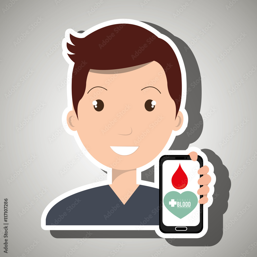 man crooss smartphone graphic vector illustration eps 10
