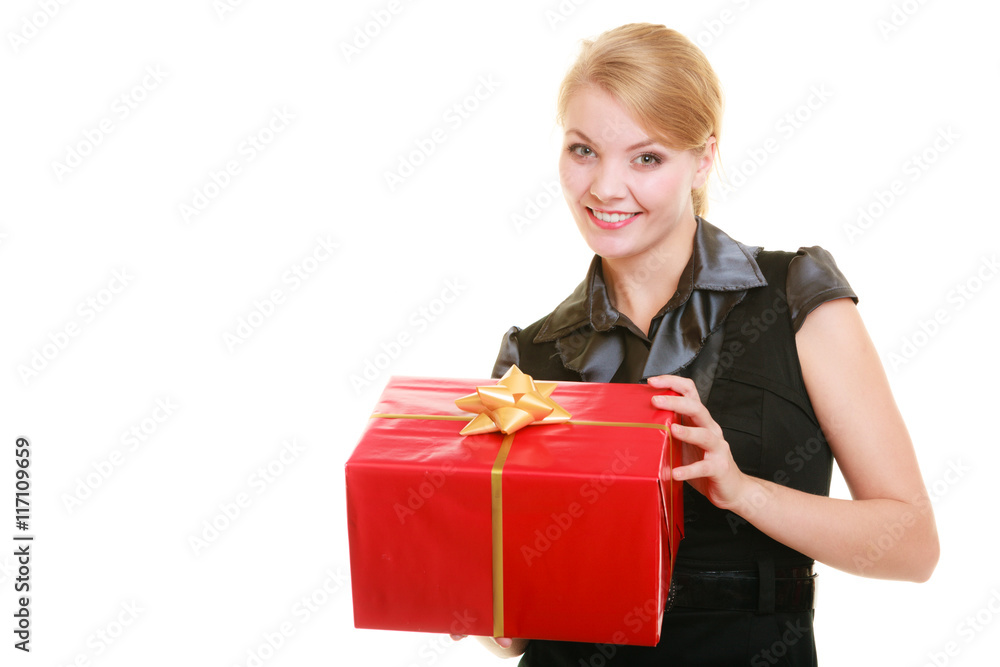 holidays love happiness concept - girl with gift box holidays love happiness concept - girl with gift box