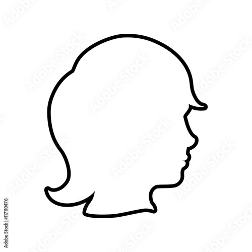 Human head concept represented by woman icon. Isolated and flat illustration