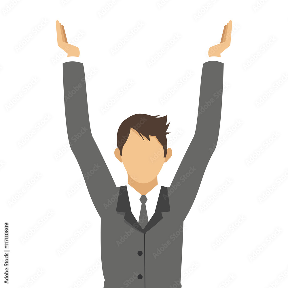 flat design businessman with arms up icon vector illustration flat design businessman with arms up icon vector illustration