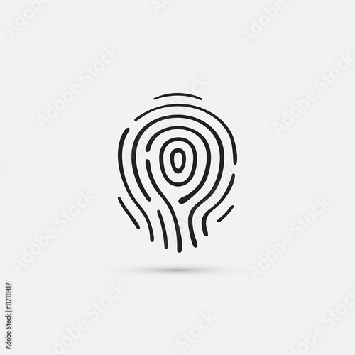 Black fingerprint icon. Isolated on white background. Vector illustration, eps 10.