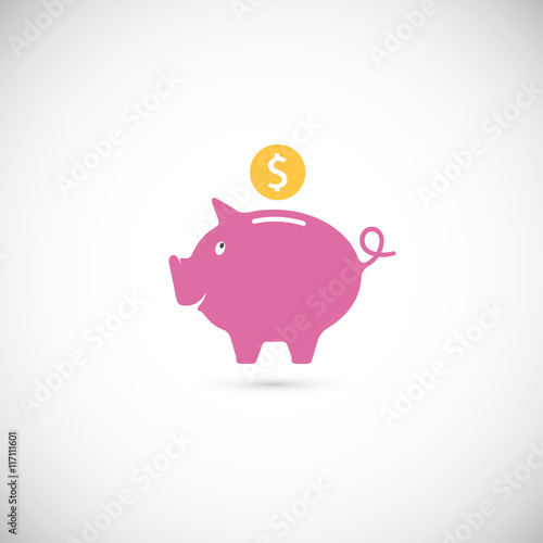 Pig bank icon. Isolated on white background. Vector illustration, eps 10.