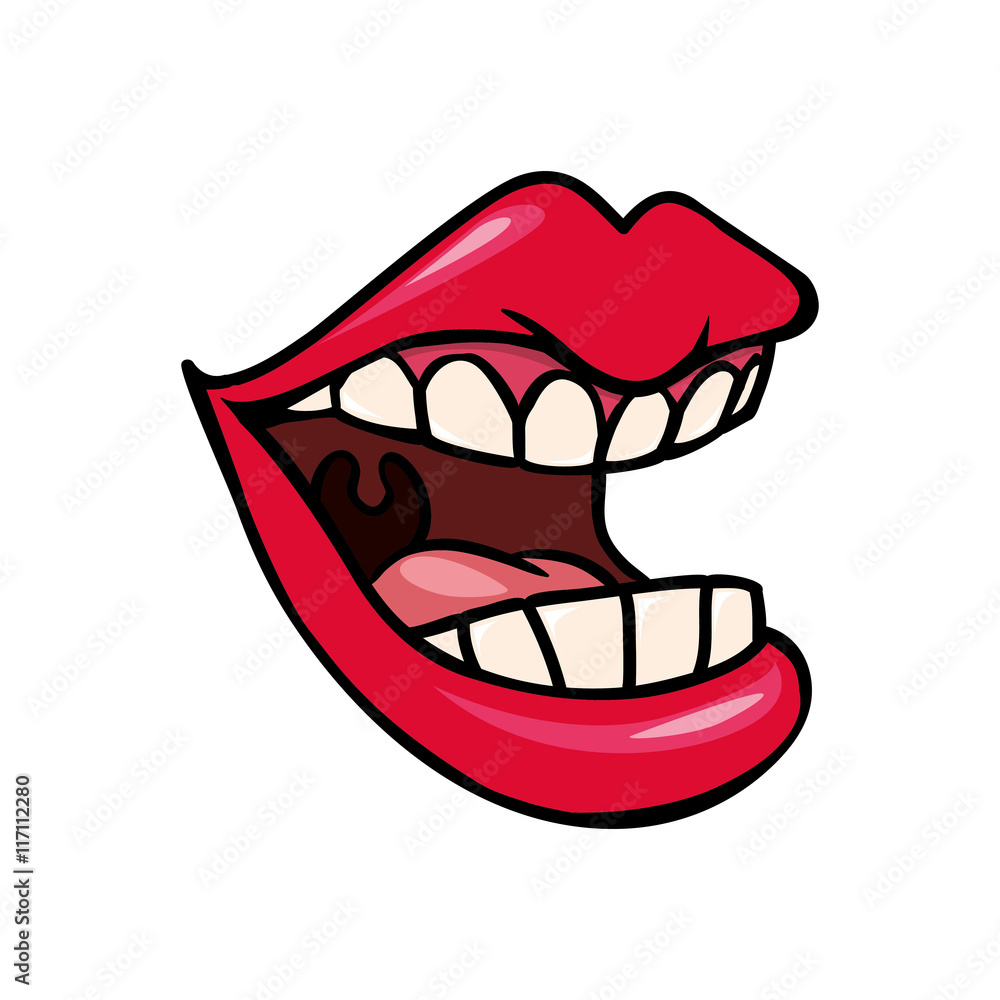Expression and part of body concept represented by mouth and smile icon. Isolated and flat illustration Expression and part of body concept represented by mouth and smile icon. Isolated and flat illustration