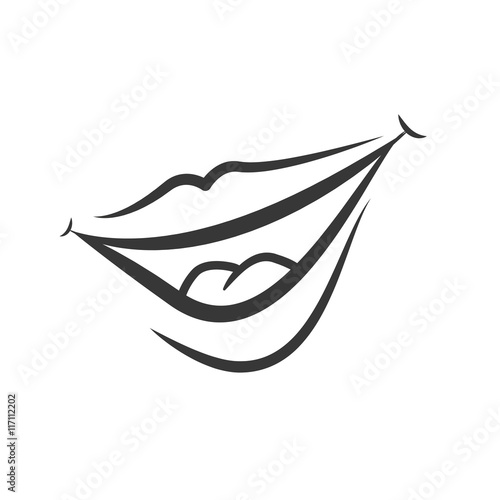 Expression and part of body concept represented by mouth and smile icon. Isolated and flat illustration