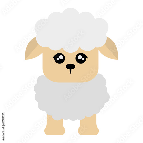 flat design cute sheep cartoon icon vector illustration