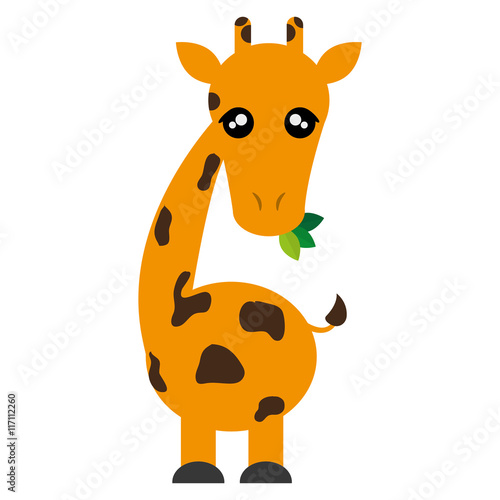 flat design Cute giraffe cartoon icon vector illustration