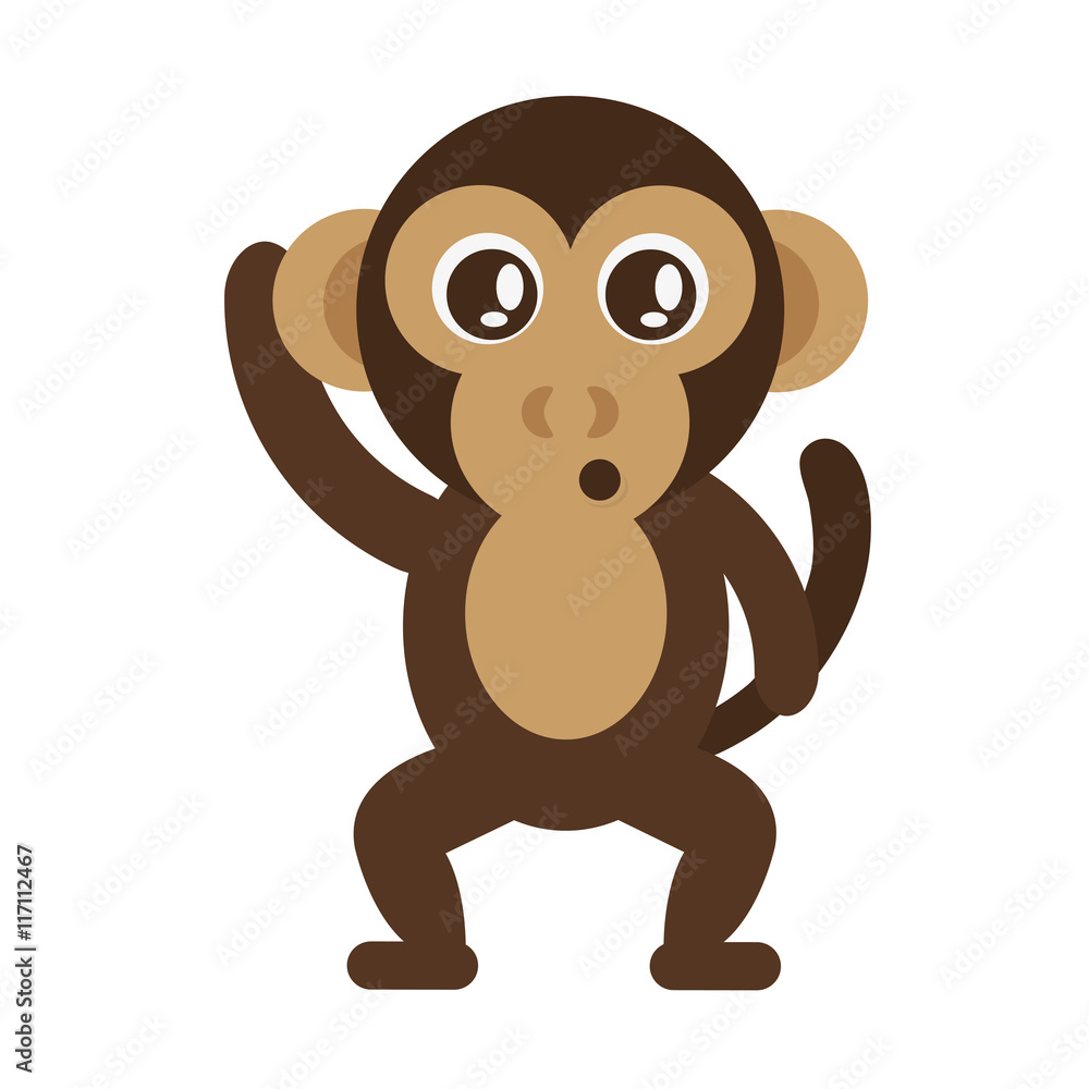 flat design cute monkey cartoon icon vector illustration