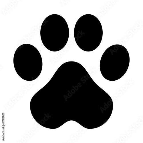 flat design paw print icon vector illustration