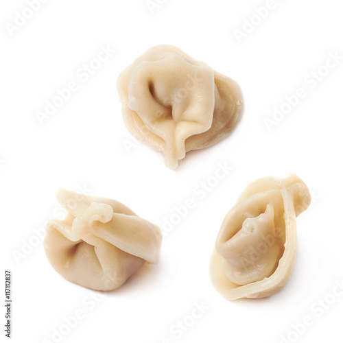 Single cooked dumpling isolated