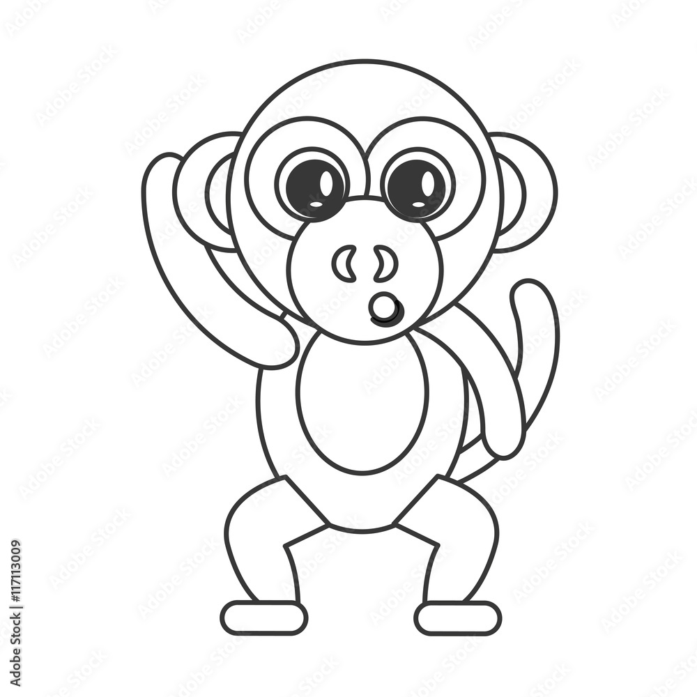 Fototapeta premium flat design cute monkey cartoon icon vector illustration