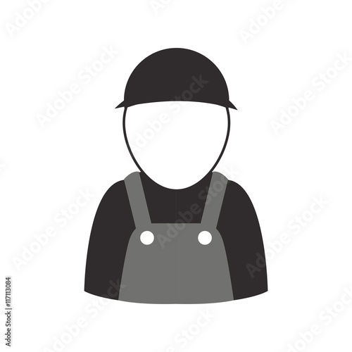 Repair and construction concept represented by constructer pictogram with helmet icon. Isolated and flat illustration