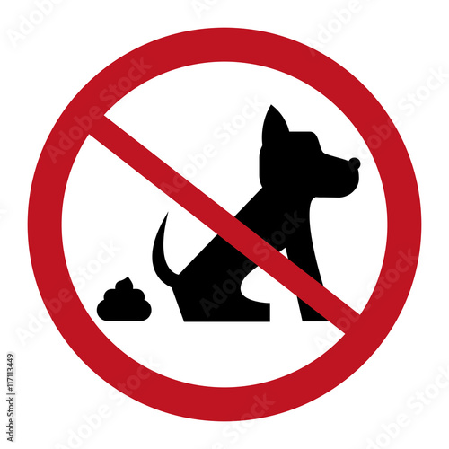 flat design no dog pooping sign icon vector illustration