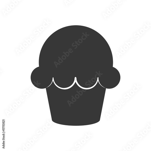Bakery concept represented by muffing cupcake silhouette icon. Isolated and flat illustration