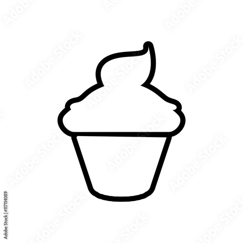 Bakery concept represented by muffing cupcake silhouette icon. Isolated and flat illustration