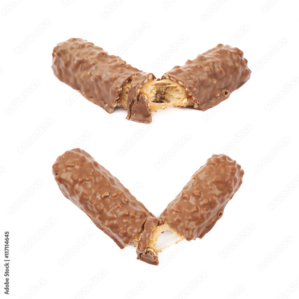 Caramel chocolate bar isolated Caramel chocolate bar isolated