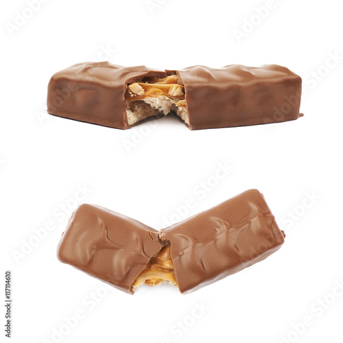 Caramel chocolate bar isolated