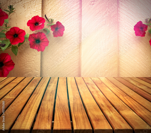 old wood table top on wall ...