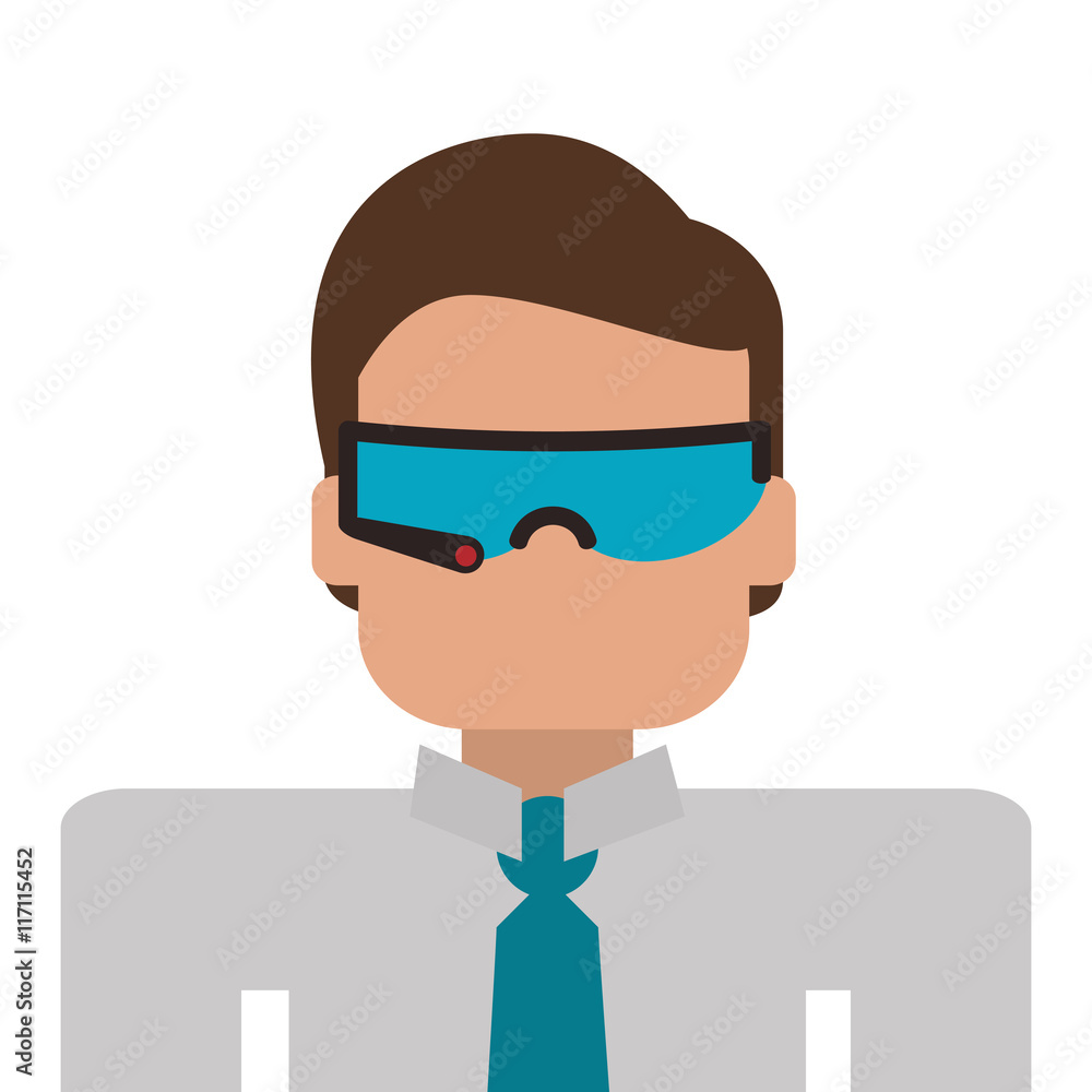 flat design person using modern glasses icon vector illustration flat design person using modern glasses icon vector illustration