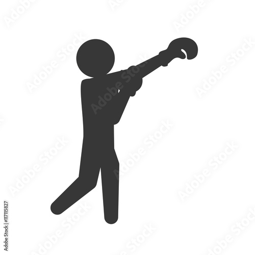 Boxing concept represented by boxer silhouette icon. Isolated and flat illustration