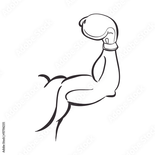 Boxing concept represented by glove and arm icon. Isolated and flat illustration