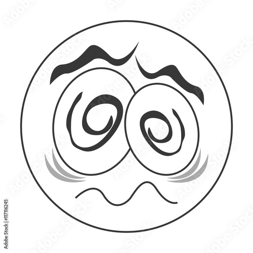 flat design traumatized face emoticon icon vector illustration