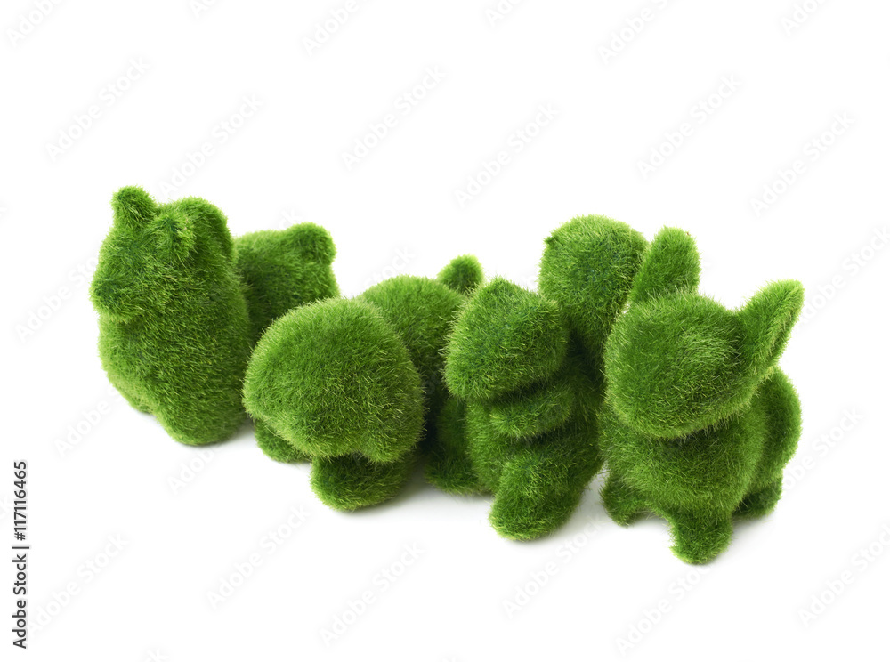Green toy animals isolated Green toy animals isolated