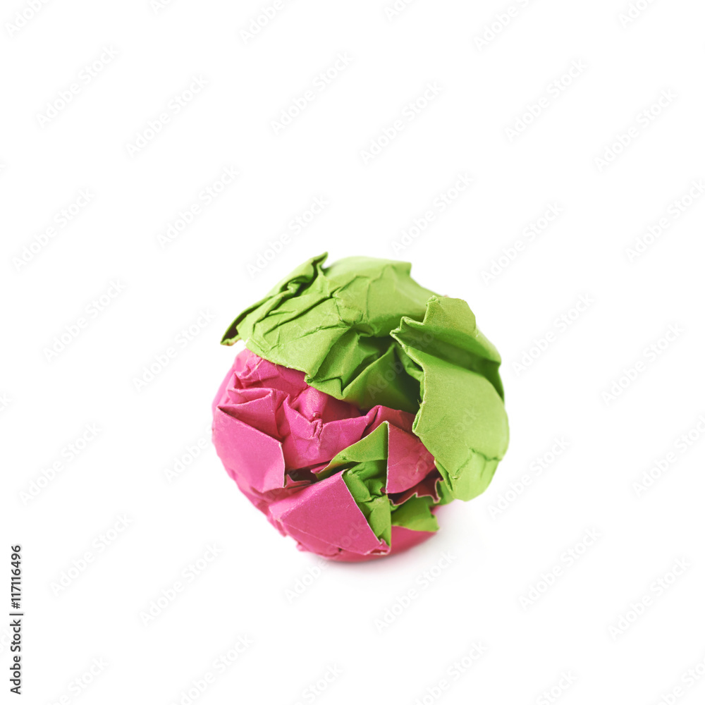 Obraz premium Colorful crumbled paper ball isolated