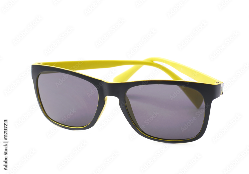 Pair of plastic sunglasses isolated