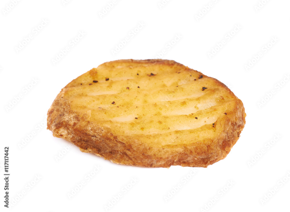 Baked potato slice composition, isolated