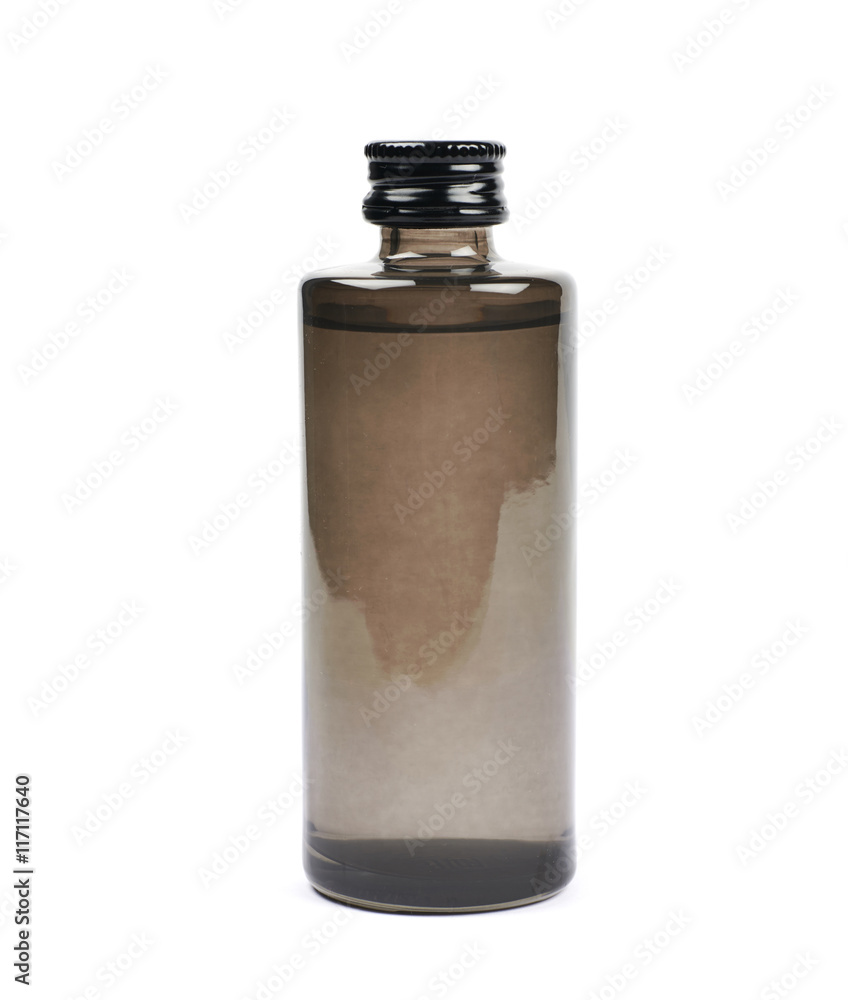 Black glass bottle vial isolated Black glass bottle vial isolated