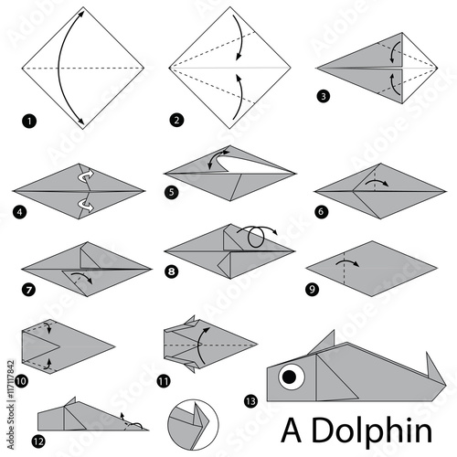 step by step instructions how to make origami A Dolphin.
