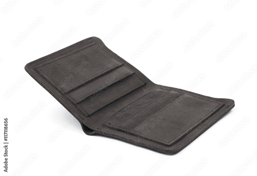 Flat leather wallet isolated Flat leather wallet isolated