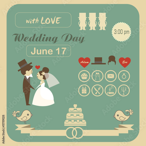 wedding invitation card template vector.
