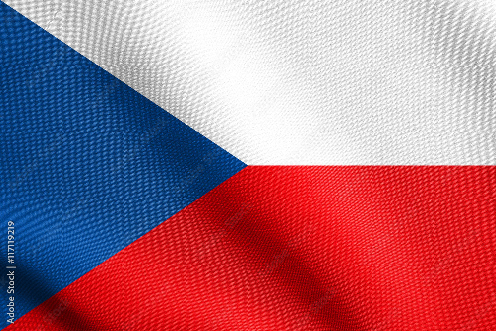 Flag of Czech Republic waving with fabric texture Flag of Czech Republic waving with fabric texture