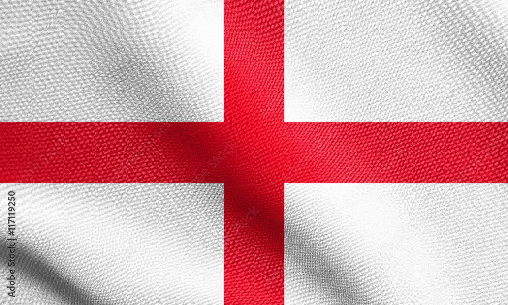 Flag of England waving in wind with fabric texture Flag of England waving in wind with fabric texture