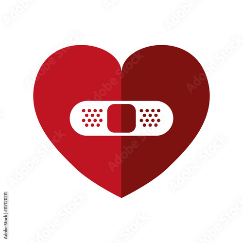 Love concept represented by bandage and heart shape icon. Isolated and flat illustration