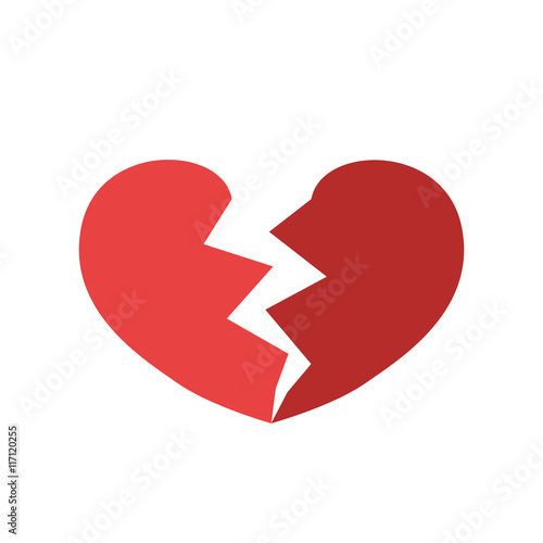 Love concept represented by borken heart shape icon. Isolated and flat illustration