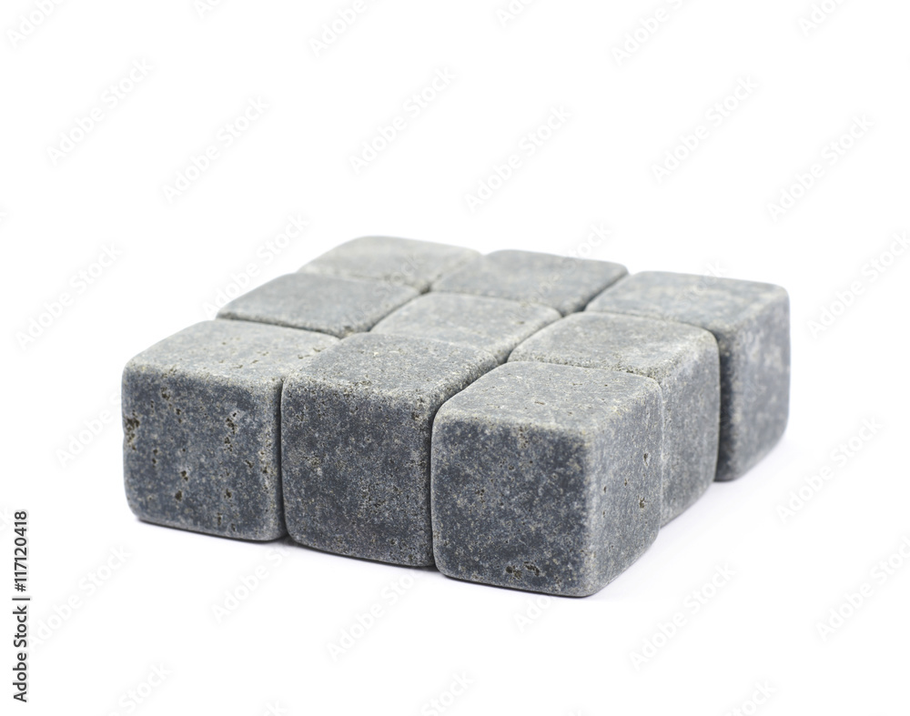 Whiskey stone cube composition isolated Whiskey stone cube composition isolated