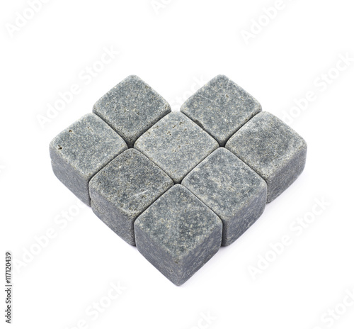 Whiskey stone cube composition isolated