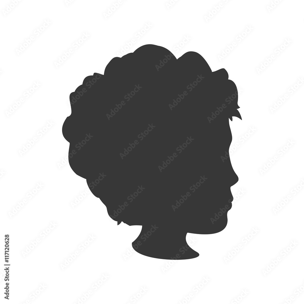 Female concept represented by woman head icon. Isolated and flat illustration Female concept represented by woman head icon. Isolated and flat illustration