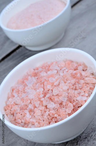 Bowls with pink salt